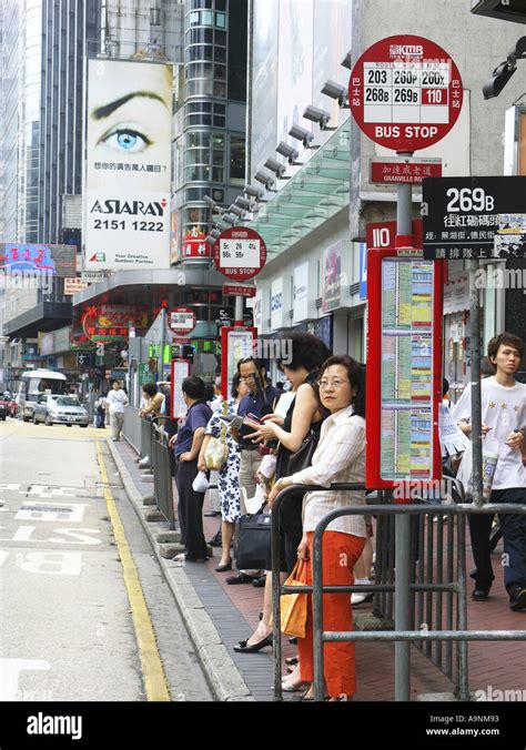 Bus Stop Passenger Tsimshatsui Kowloon Hong Kong China Chinese Asia