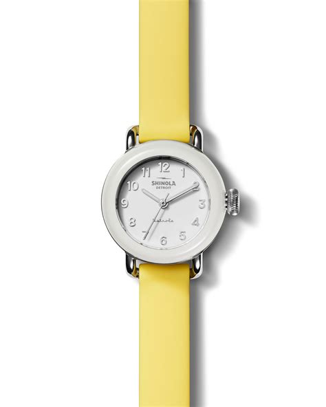 Shinola 25mm Detrola The Peewee Watch White Soft Yellow ModeSens
