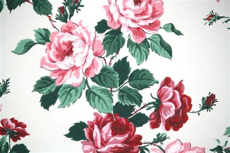 1940s Vintage Wallpaper Large Pink Cabbage Roses Etsy