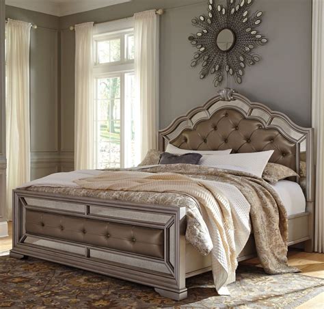 I had to wait for footboard. Birlanny Silver Upholstered Panel Bedroom Set from Ashley ...