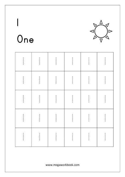 Trace The Number 1 Worksheets | 99Worksheets