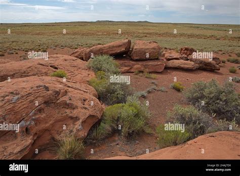 The Upraised Rim Of Meteor Crater On The Horizon Near Winslow In