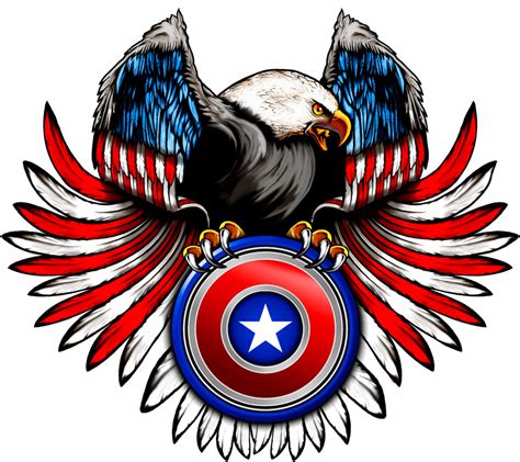 Eagle Round Shield Crest Red White And Blue Eagle Shield Clipart