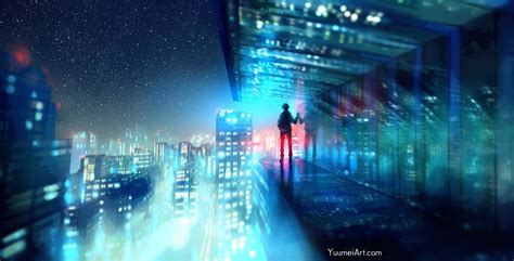 Check spelling or type a new query. Download 1920x980 Anime City, Night, Buildings, Cityscape ...