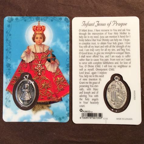 Prayer Card With Medal Infant Jesus Of Prague