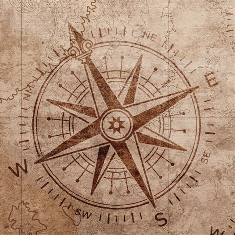 Brown Old Compass Vintage Wall Prints Tenstickers