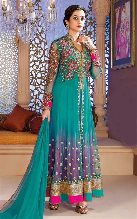 Nothing Can Be More Graceful For Your Upcoming Events Than This Aqua Bella Net Anarkali Dress