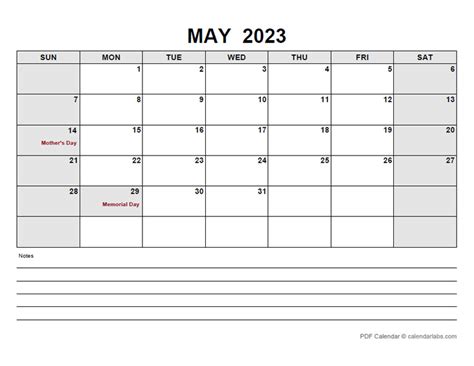 May 2023 Calendar Calendarlabs