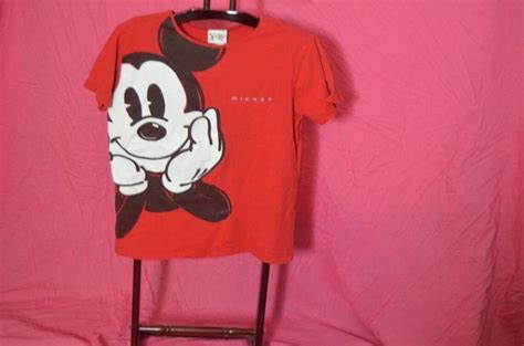 Vintage Walt Disney Worlds Mickey Mouse Camiseta Roja Tamaño Etsy