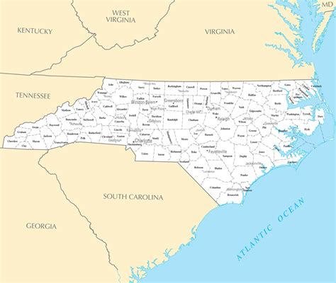 Nc Map With Cities And Towns