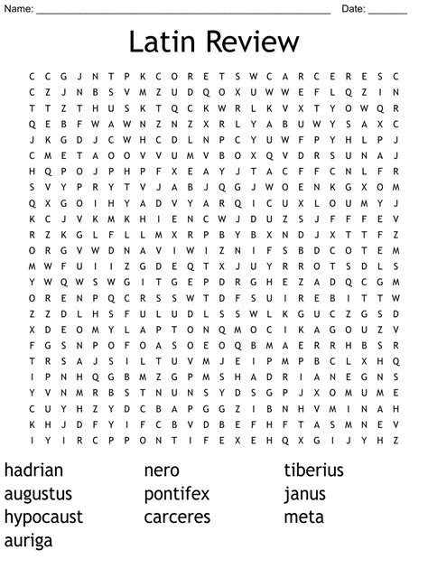 Latin Review Word Search Wordmint