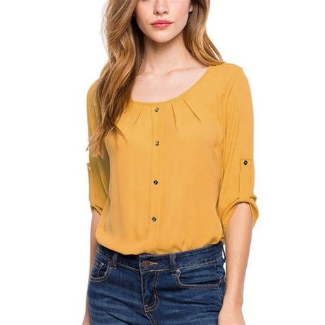Women Summer Chiffon Blouse 2017 Fashion Casual Button Shirt 34 Length Sleeve Womens Tops Plus