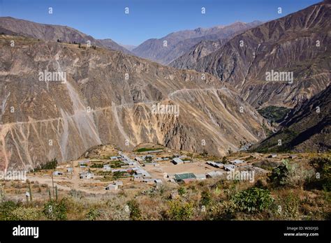 View Of Belen Village In The Colca Canyon Cabanaconde Peru Stock
