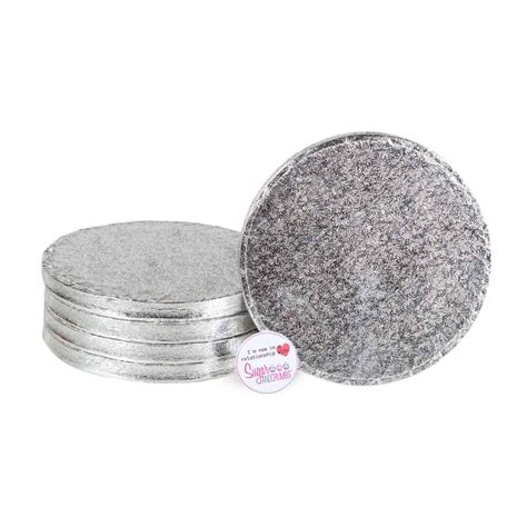 Cake Drum Round Silver 07 Inch Pack Of 5 Sugar And Crumbs