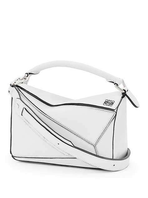 Loewe Puzzle Small Leather Shoulder Bag In White Lyst