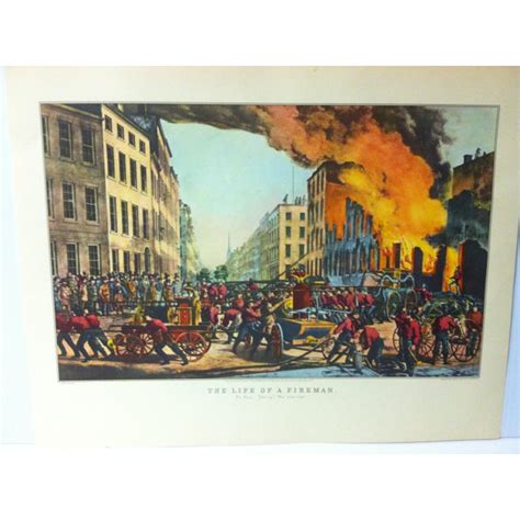 Currier And Ives American Print The Life Of A Fireman The Ruins Crown