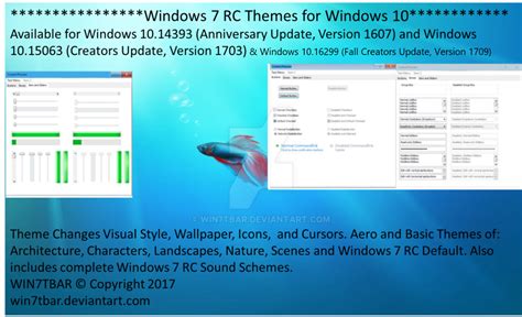 Windows 7 Rc Themes For Windows 10 Updated By Win7tbar On Deviantart