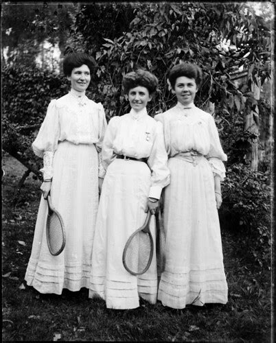 Three Young Women In Light Dresses Holding Tennis Racquets Flickr