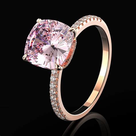 Pink Sapphire Square Ring 4 Ct Pink Diamond Solitaire Ring Etsy
