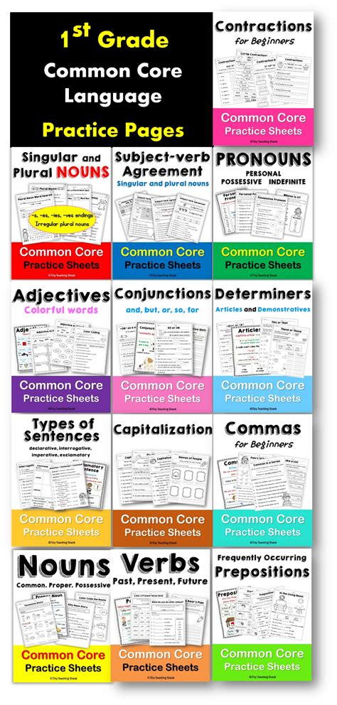 (adj) he is young not old. First Grade Common Core Language Arts Practice Sheets ...