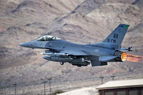 A Us Air Force F 16 Fighting Falcon Aircraft Launches During Red Flag