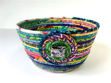 Coiled Rope Clothesline Basket Colorful Bowl Homemade
