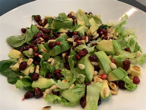 Pomegranate Toasted Pine Nut And Avocado Salad R Veganrecipes