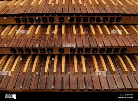 Three Manual Organ Keyboards With Keys Made Of Wood Stock Photo Alamy
