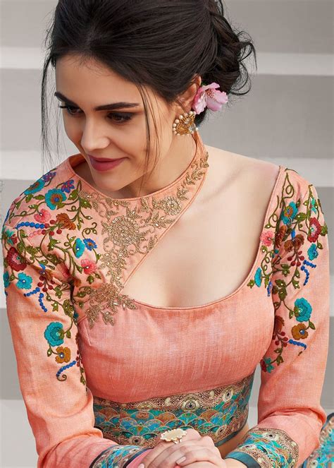 Indian dresses saree fancy sarees saree designs fashion satin color dresses satin saree party wear. Peach Floral Printed Satin Silk Lehenga Choli | Stylish ...