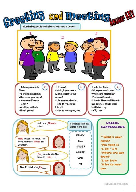 Greetings English Esl Worksheets For Distance Learning And Physical