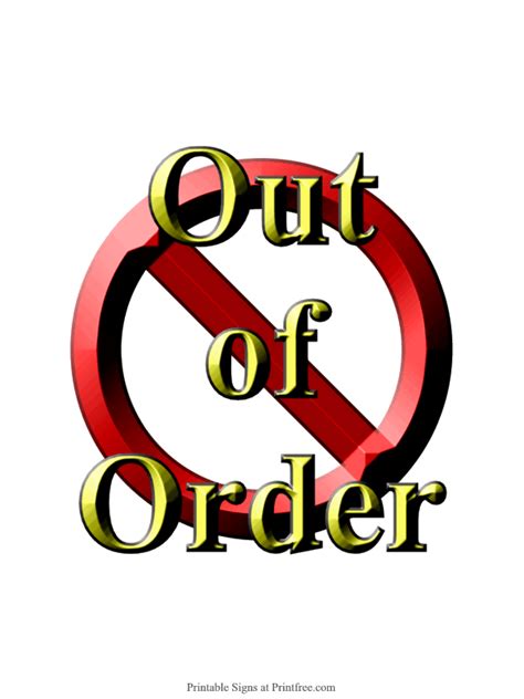 Out of Order sign - Printfree.com