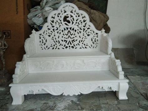 Indoor Rectangular White Marble Singhasan For Home Size 3 Ft At Rs