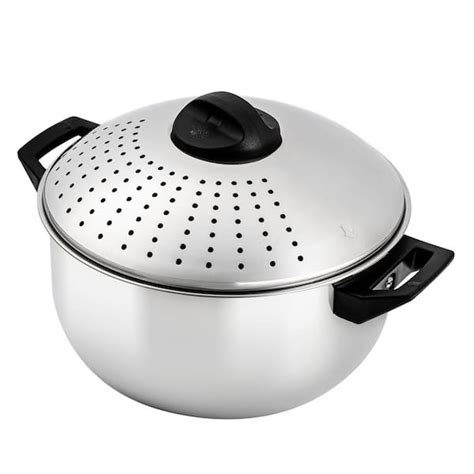 Ovente 48 Qt Silver Stovetop Stainless Steel Pasta Pot With Strainer