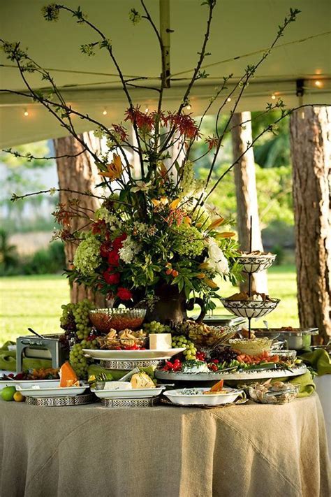 Rustic Burlap Food Buffet And Display Shared In The Style Me Pretty