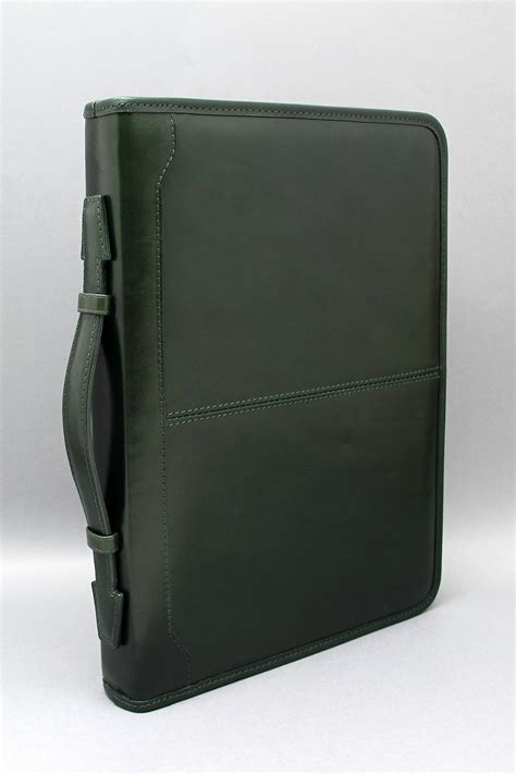 Leather Business Portfolio Case Green Folio Cover For A4 And Letter