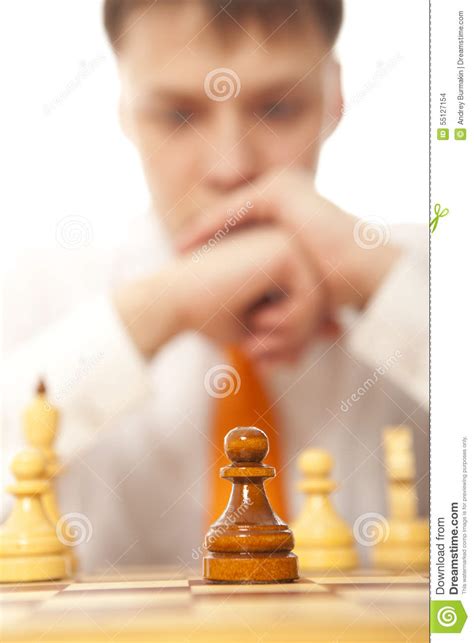 Businessman Playing Chess Stock Photo Image Of Manager 55127154