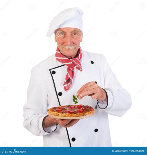 Italian Cook With Pizza Stock Photo Image Of Parsley 32873702