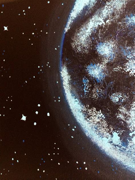 Blue Moon And Stars Acrylic Painting 11x14 Inches Home