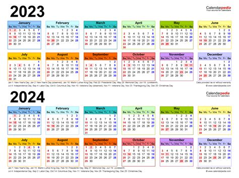 2023 And 2024 Pocket Calendar - Printable Calendar 2023