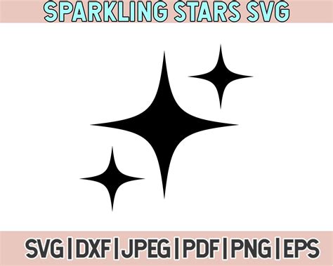 Sparkle Svg Sparkling Stars Svg Star Effect Dxf Twinkle Png Glitter
