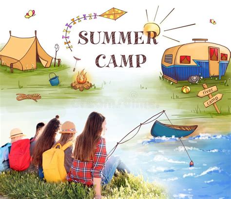 Group Of Children Running On Beach Summer Camp Stock Photo Image Of