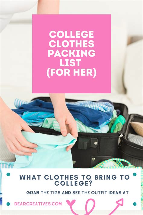 College Clothes Packing List Printable Packing List Tips Dear Creatives