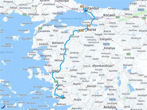 İstanbul Milas arası mesafe İstanbul Milas yol haritası İstanbul