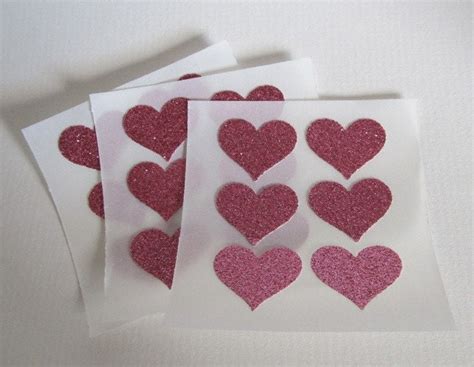 Envelope Seals Small Pink Glitter Heart Stickers