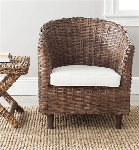 Safavieh Omni Rattan Barrel Chair Brown And White Incredible Rugs And