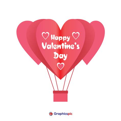 Heart Balloon Floating Happy Valentines Day Post Free Vector