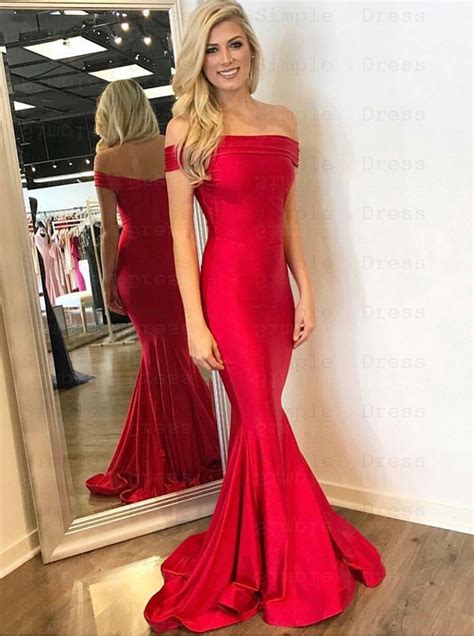 No, you should not buy the first wedding dress you try on because there may be others that suit your body frame much better. Mermaid Off-the-Shoulder Red Satin Prom Dress - Evening ...