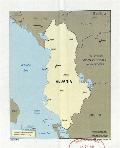 Large Detail Political Map Of Albania With Marks Of Capital And Major