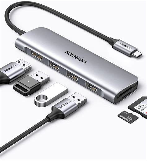 Ugreen Hub Usb C 6 En 1 Adaptador Usb C Hub A Hdmi 4k Lector Tarjeta