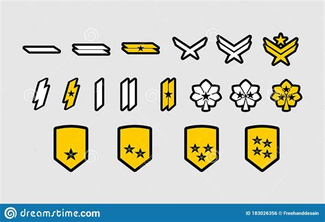 Military Rank Icon Pack For Army Game Theme Stock Vector Illustration